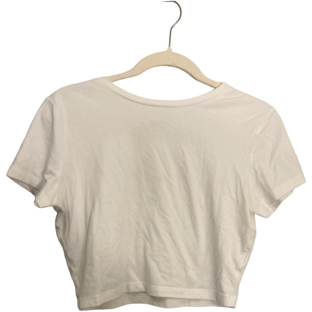 White Short Sleeve Crop Top - Picture 2 of 3